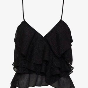 REVOLVE x Rumored y2k black sparkly ruffly wrap tango top NWT size small